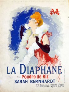 Publicidade de “” La Diaphane: Arroz em Pó ”” ”Henriette Rosine Bernard, também conhecida como Sarah Bernhardt de Jules Cheret