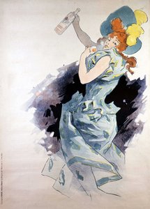 Cartaz publicitário para Dubonnet, mulher com uma garrafa, por Jules Cheret de Jules Cheret