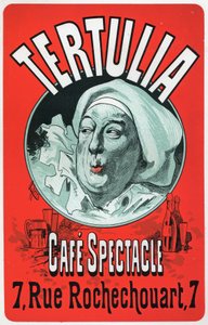 Arte. Entretenimento. Tertulia, espectáculo no Café Spectacle, Paris. Cartaz de Jules Cheret, c.1870 (cartaz) de Jules Cheret
