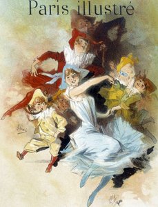 Máscara de bola. Desenho de Cherret (final do século XIX) para o carnaval no jornal "Paris illustrious". de Jules Cheret