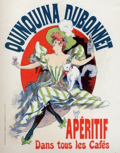 Alimentos e Bebidas. Aperitivo Quinquina Dubonnet. Cartaz de Jules Cheret, França de Jules Cheret