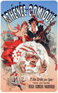 The Athenee Comique theatre, c.1870-1880 (cartaz) de Jules Cheret