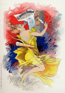 Literatura. O jornal Le Courrier Francais. Alegoria de Jules Cheret, França, c.1890 (cartaz) de Jules Cheret