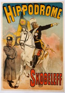 Propaganda de pôsteres "Skobeleff" no Hipódromo, 1895