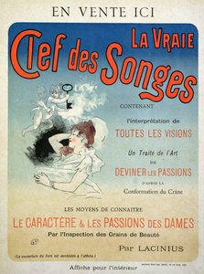 Cartaz publicitário do livro &39;A verdadeira chave dos sonhos&39; de Lacinius, 1892