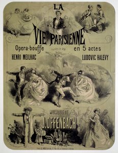 Cartaz para comida de ópera "La vie parisienne" de Jacques Offenbach (1819-1880) de Jules Cheret
