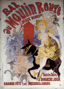 Moinho vermelho bola branca lugar. Cartaz de Jules Cheret (1836 - 1932) de Jules Cheret