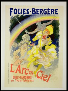 Reprodução de um cartaz publicitário &39;The Rainbow&39;, uma pantomina de balé apresentada por Folies-Bergere, 1893