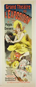Reprodução de um cartaz anunciando o &39;Grande Teatro da Exposição&39;, Palais des Enfants, Paris, 1889