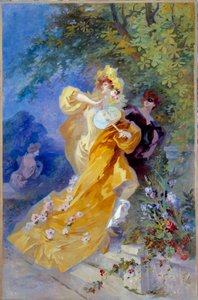 The Yellow Domino Painting by Jules Cheret (1836-1932) Século XX Nice, Musee Cheret de Jules Cheret