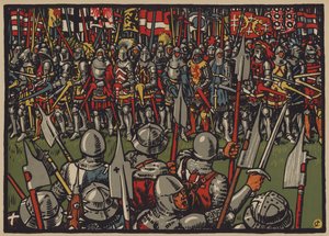 Vitória dos suíços sobre os austríacos na Batalha de Sempach, 9 de julho de 1386 (cor litho)