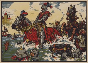 Vitória dos suíços sobre os borgonheses na Batalha de Morat, 22 de Junho de 1476 (cor litho)