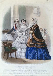 Vestido de noiva, fashion plate do The Fashion Monitor, 1854 de Jules David