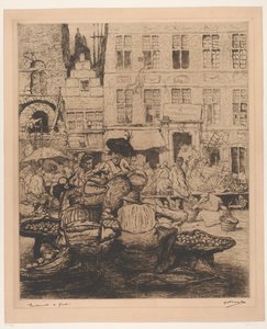 Paisagem urbana com mercado de fruta em Gand
Mercado de fruta em Gand (título sobre o objecto) de Jules De Bruycker (signed by artist)