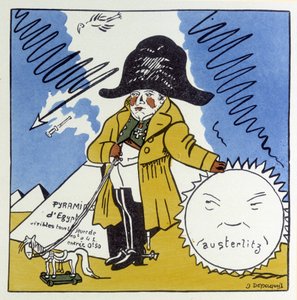 Austerlitz, Jena, Wagram: Caricature sur Napoleon 1er - in "Histoire de France" de Jules Depaquit, ill. by himself, ed. jonquières, Paris