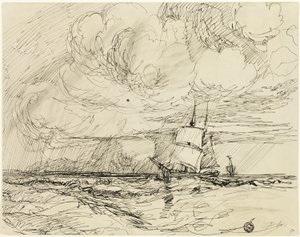 Navios no mar durante a tempestade de Jules Dupré