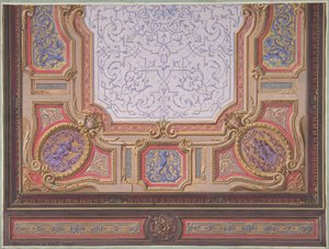 Design para o Ceiling of Grand Salon, Hôtel Hope, 1867. Criadores: Jules-Edmond-Charles Lachaise, Eugène-Pierre Gourdet.