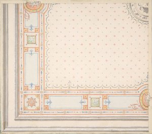 Desenho para um recto de tecto, meaurements com código de desenho verso, segunda metade do século XIX. Criadores: Jules-Edmond-Charles Lachaise, Eugène-Pierre Gourdet. de Jules Edmond Charles Lachaise and Eugène Pierre Gourdet