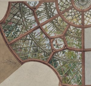Projeto para teto com treliça e videiras floridas, segunda metade do século XIX. Criadores: Jules-Edmond-Charles Lachaise, Eugène-Pierre Gourdet.
