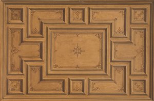 Design para um tecto decorado, 1840-97. Criadores: Jules-Edmond-Charles Lachaise, Eugène-Pierre Gourdet. de Jules Edmond Charles Lachaise and Eugène Pierre Gourdet