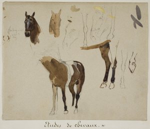 Estudos de cavalos de Jules Elie Delaunay