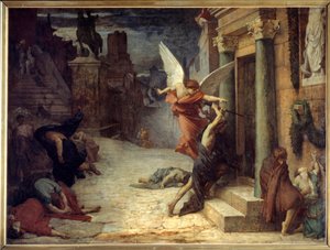 A peste em Roma Representação alegórica da flor a partir das portas. Pintura de Jules Elie Delaunay (1828-1891) 1869. Dim. 1,31 x 1,76 m Paris, musee d