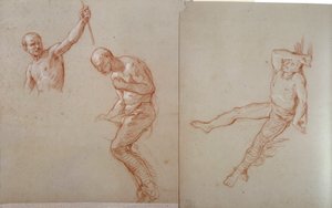 Índio da América: "Etude de horalier indien" Desenho a la sanguine por Jules Emile (Jules-Emile) Saintin (1829-1894) Século XIX Blerancourt, musee franco-americano