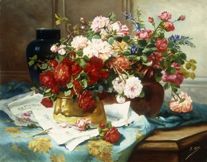 Natureza morta com flores e partituras, c.1877