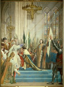 O Rei Carlos VII (1403-1461) recebeu a coroa na Catedral de Reims em 17/07/1429 na presença de Joana D
