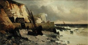Pescar em um quebra-mar de Jules G Bahieu
