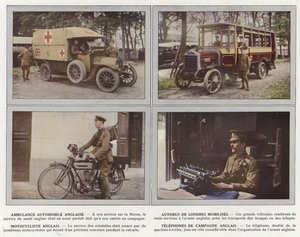 Ambulância britânica de motor, Ônibus de Londres mobilizados, Motociclista inglês, Telefones ingleses de campo