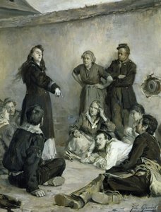 Louise Michel (1830-1905) Conversando com os Comunas (óleo sobre tela)