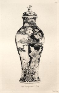 História da Arte Cerâmica: Um estudo descritivo e filosófico da cerâmica de todas as épocas e de todas as nações: Japão: Família Chrysanthemo-Paeonian. -Jarra, "Potiche", com o Cão de Fo, e uma Carpa a Saltar da Água (Prato III)