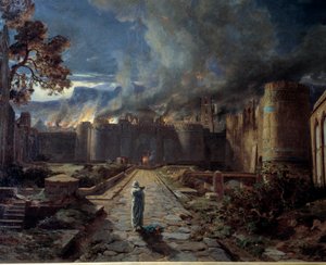 Sodoma (Sodoma) A destruição da cidade pelo fogo. Detalhe. Pintura de Jules Laurens (1825-1901) Orleans. Museu de Belas Artes.