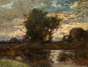 Céu nocturno sobre águas paradas de Jules Louis Dupré