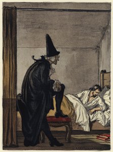 Ilustração para as memórias de Casanova (litografia a cores) de Jules Marie Auguste Leroux
