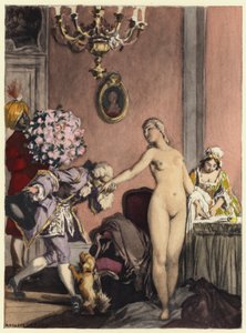 Ilustração para as memórias de Casanova (litografia a cores) de Jules Marie Auguste Leroux