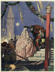 Ilustração para as memórias de Casanova (litografia a cores) de Jules Marie Auguste Leroux