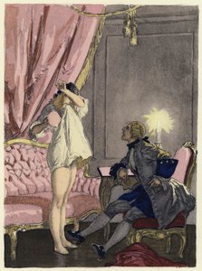 Ilustração para as memórias de Casanova (litografia a cores) de Jules Marie Auguste Leroux