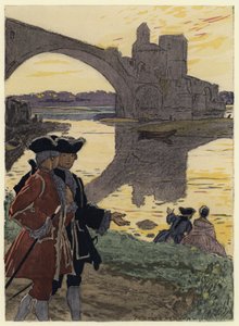 Ilustração para as memórias de Casanova (litografia a cores) de Jules Marie Auguste Leroux