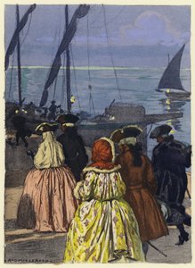 Ilustração para as memórias de Casanova (litografia a cores) de Jules Marie Auguste Leroux
