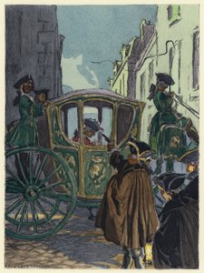Ilustração para as memórias de Casanova (litografia a cores) de Jules Marie Auguste Leroux