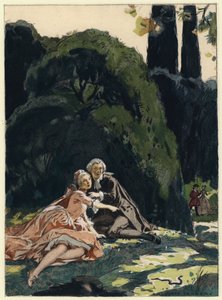 Ilustração para as memórias de Casanova (litografia a cores) de Jules Marie Auguste Leroux