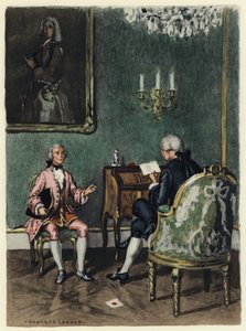 Ilustração para as memórias de Casanova (litografia a cores) de Jules Marie Auguste Leroux
