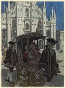 Ilustração para as memórias de Casanova (litografia a cores) de Jules Marie Auguste Leroux