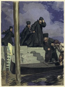 Ilustração para as memórias de Casanova (litografia a cores) de Jules Marie Auguste Leroux