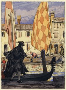 Ilustração para as memórias de Casanova (litografia a cores) de Jules Marie Auguste Leroux