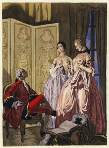 Ilustração para as memórias de Casanova (litografia a cores) de Jules Marie Auguste Leroux