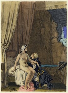 Ilustração para as memórias de Casanova (litografia a cores) de Jules Marie Auguste Leroux