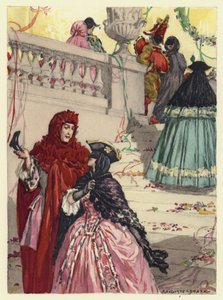 Ilustração para as memórias de Casanova (litografia a cores) de Jules Marie Auguste Leroux